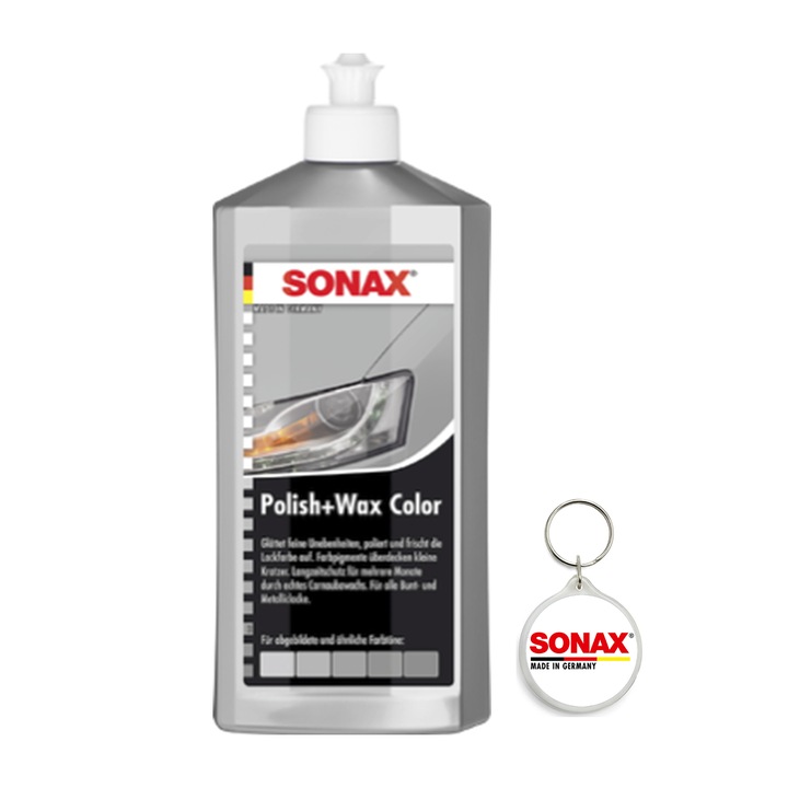Set polish si ceara Sonax Carnauba, gri, 500 ml si breloc Sonax