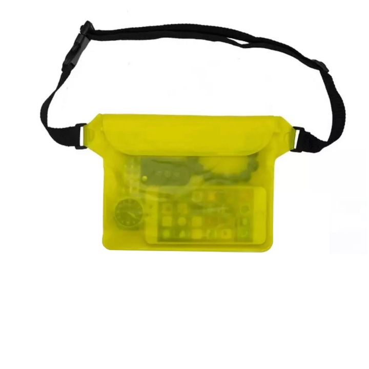 Подводна чанта, мобилен телефон и аксесоари, регулируем колан, автентично качество, размери 22 х 17 см, жълта