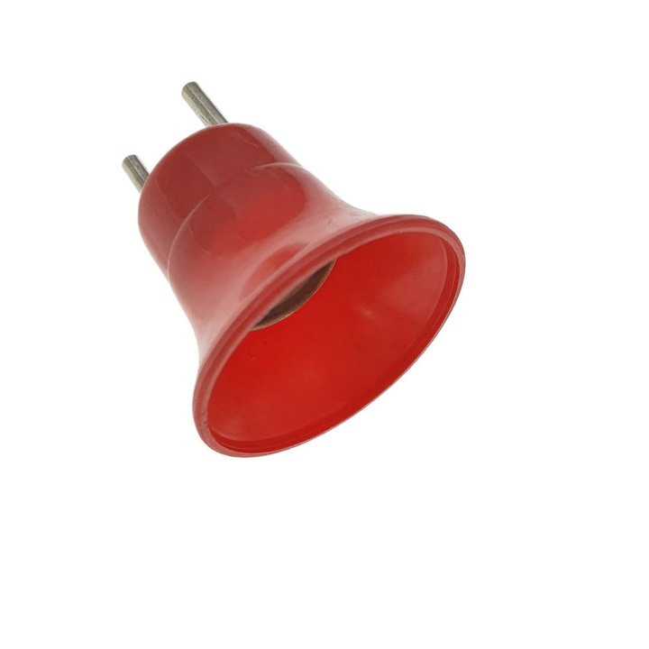 Dulie cu mufa pentru bec, compatibila cu fasung E27, din plastic, cu conectare directa la priza, rosu