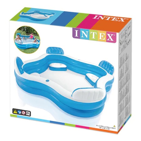 Piscine Intex Swim Center Family Lounge avec 4 sièges 229 x 229 x 66 cm, bleu foncé