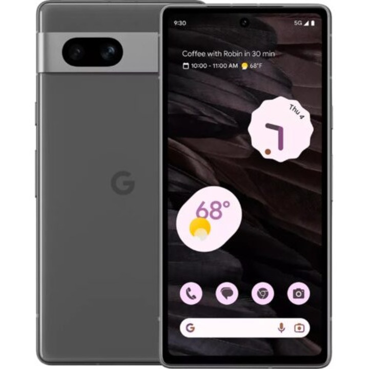 Мобилен телефон Google Pixel 7a, Dual SIM, 128GB, 8GB RAM, 5G, Charcoal