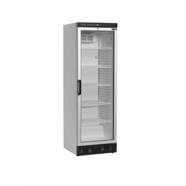Vitrina frigorifica de prezentare TEFCOLD, FS1380, H 184 cm, volum 347 l, potrivit rezidential, baruri, magazine, hoteluri, temperatura reglabila 2-10°C, 5 rafturi, racire ventilata, usa reversibila, dezghetare automata, lumina LED, 2 roti, alb