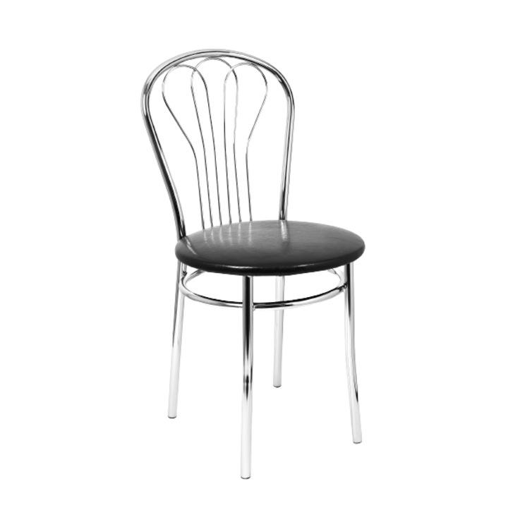 Scaun bucatarie Vanessa, Negru piele eco cadru cromat