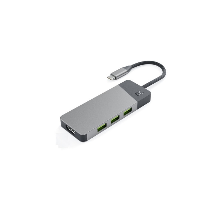 Адаптер HUB GC Connect 7in1, 3xUSB-A 3.1 HDMI 4K 60Hz USB-C PD 85W, За Apple MacBook M1/M2 Lenovo X1, Asus ZenBook, Dell XPS