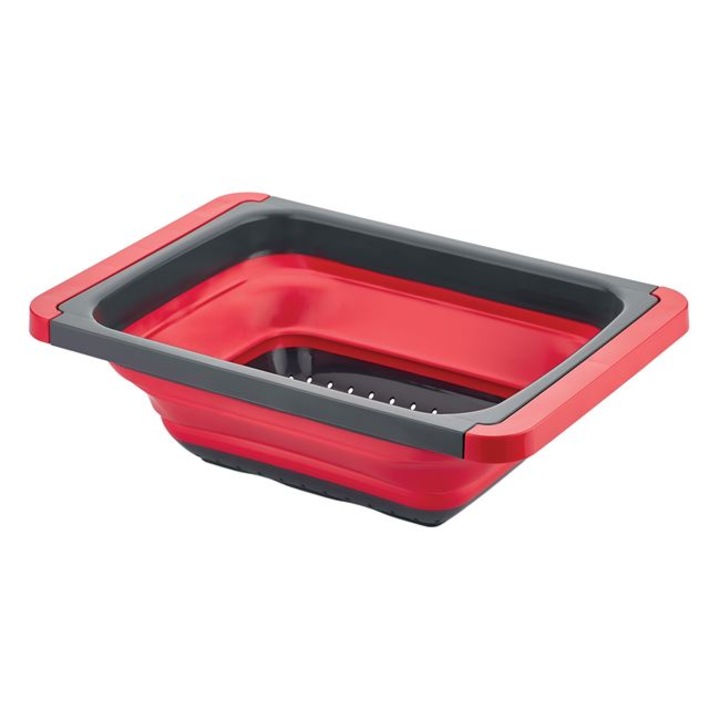 Strecuratoare pliabila cu manere extensibile din silicon, Rosie Gri, 39x26x11.5cm