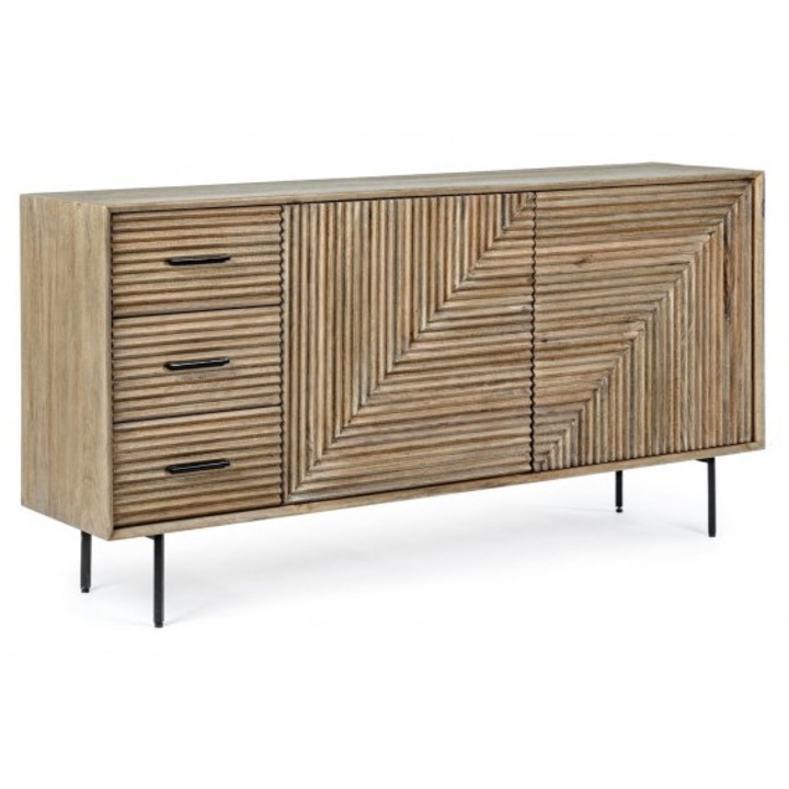 Comoda lemn mango 3 sertare 2 usi Darsey 160x40x83.2 cm