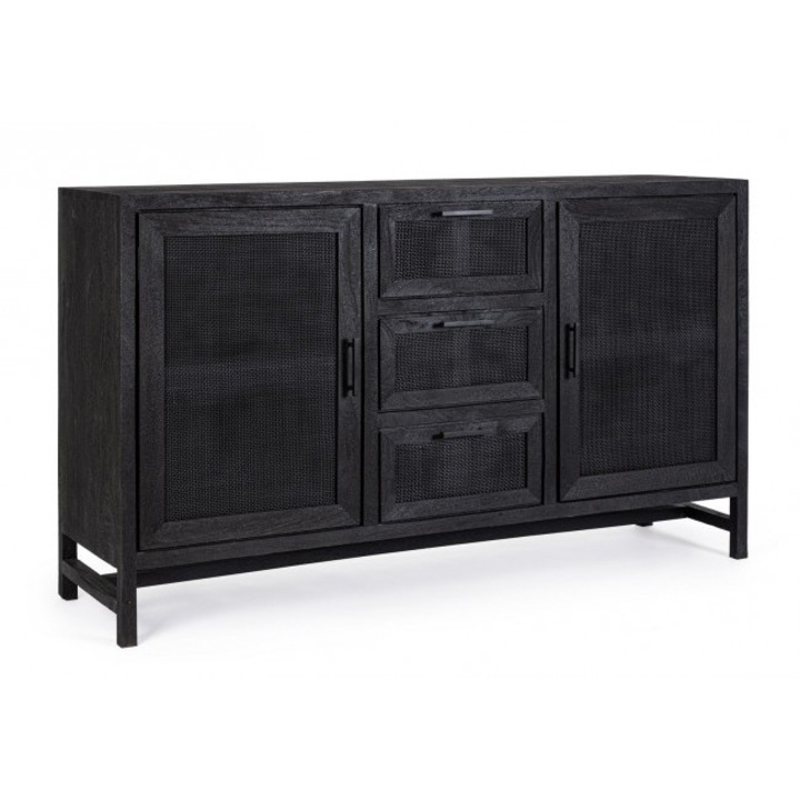 Антрацитно сиво мангово дърво скрин 2 врати 3 чекмеджета Weston 150x40x90 см