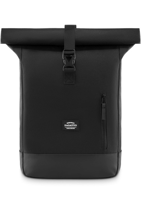 Rucsac barbati, Zagatto, Negru, Tip Rolltop, Ghiozdan de zi cu zi, Urban, Dimensiuni 45/61x30x13 cm, Impermeabil, Capacitate 24L, Compatibil laptop, Multifunctional, Bretelele confortabile si respirabile, Casual, Sport, Calatorii, ZG781