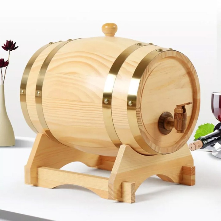 Butoi stejar cu robinet, 5l, Timeless Tools, pentru depozitarea bauturilor