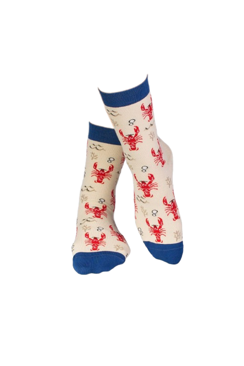 Памучни чорапи Fine Cotton Sealife Lobster Ecru