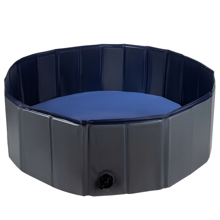 Összecsukható medence házi kedvenceknek, Zola®, oldalfalak tömör anyagokból, 100x30 cm, szürke