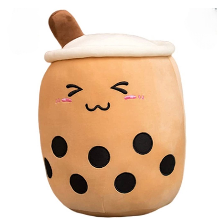 Плюшена играчка, мека и мека, Caramel Bubble Tea, 21 см, кафява