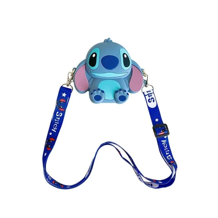 Gentuta tip Stitch, Pop it Now pentru copii, silicon, albastru, 13 cm