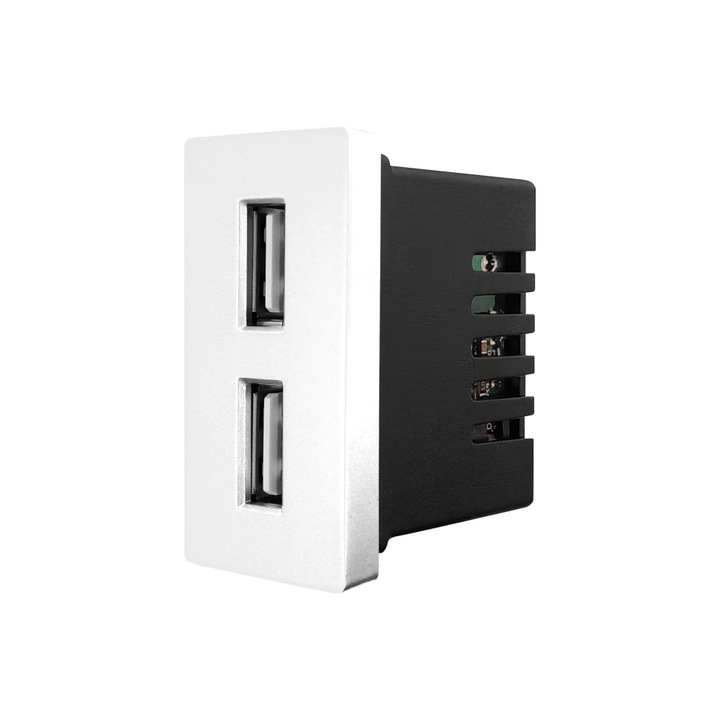 Modul Priza USB 2.4A 5V LUXION, Alb, LX-MP057W