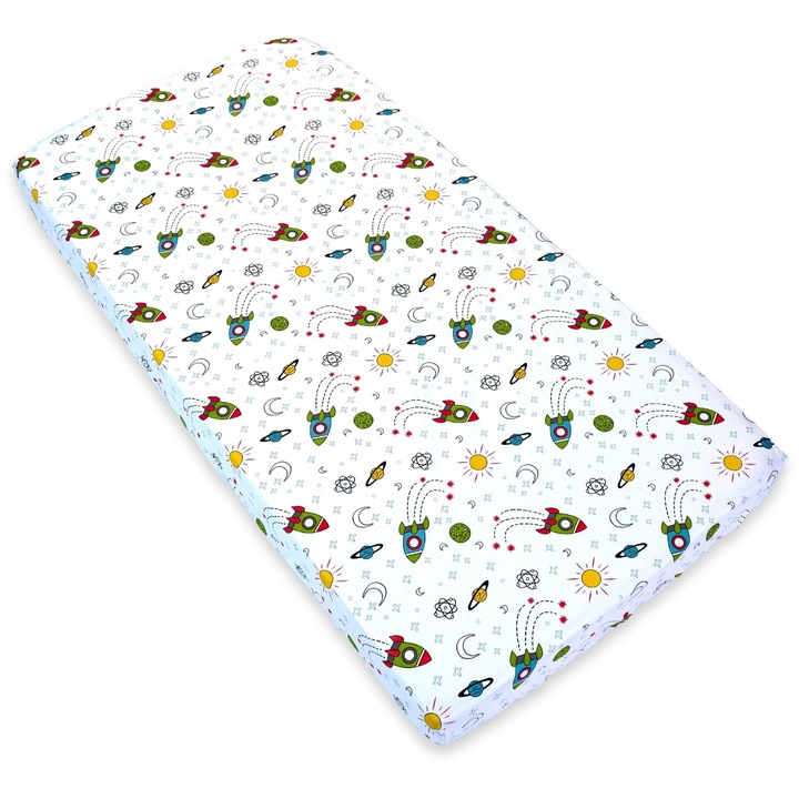 Чаршаф с ластик за детска кошара 120х60, ракети