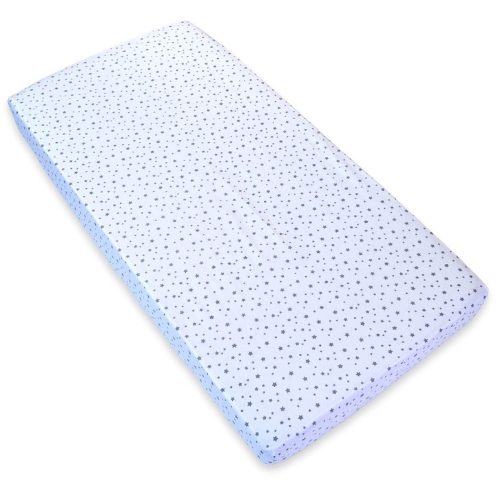 Чаршаф с ластик за детска кошара 120х60 сиви звездички