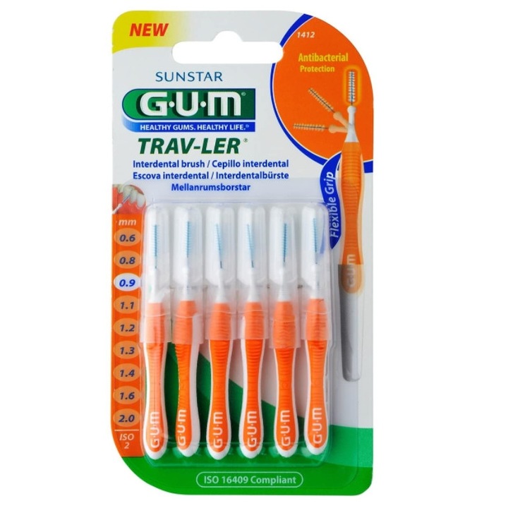 Periute interdentare, Sunstar, 0.9 mm, 6 bucati, Portocaliu