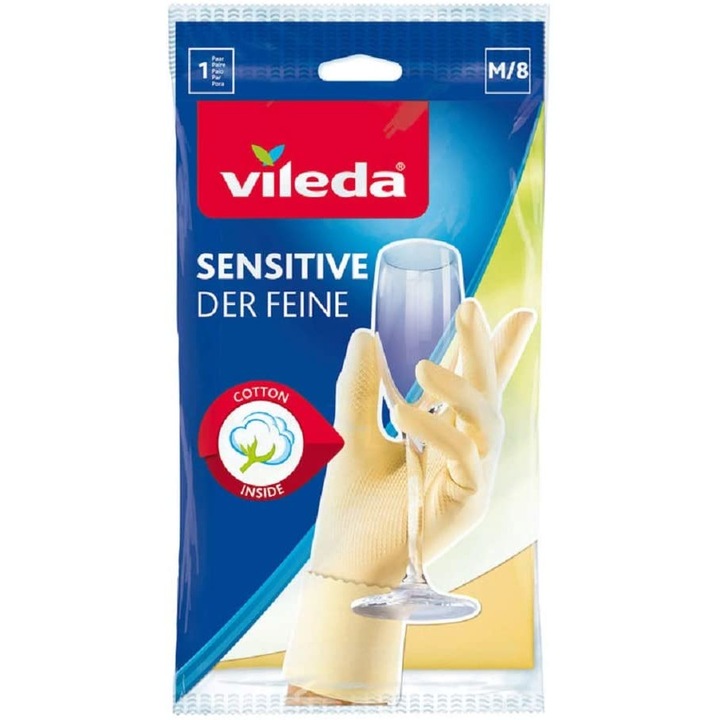 Manusi spalat vase, Vileda, Latex, Crem, M