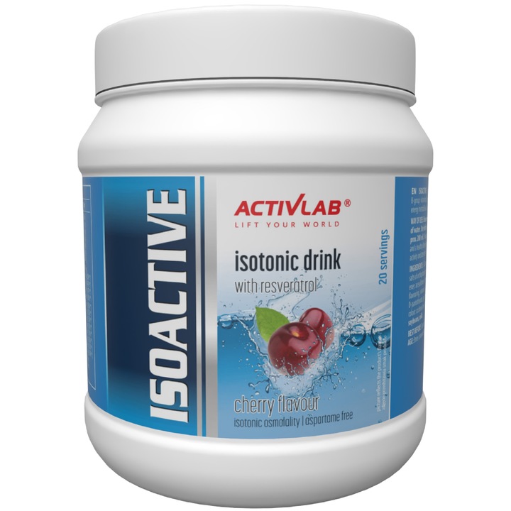 Activlab Isoactive, Bautura Izotonica Instant, Concentrat cu Electroliti si Vitamine din Complexul B, Pulbere pentru Preparare Rapida, Supliment Alimentar, 630 g, Aroma de Visina