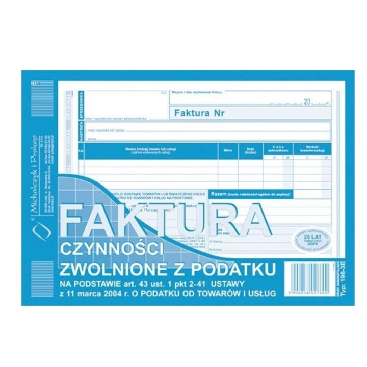 Освободена от данък фактура 198-3E, Michalczyk и Prokop, 80 листа