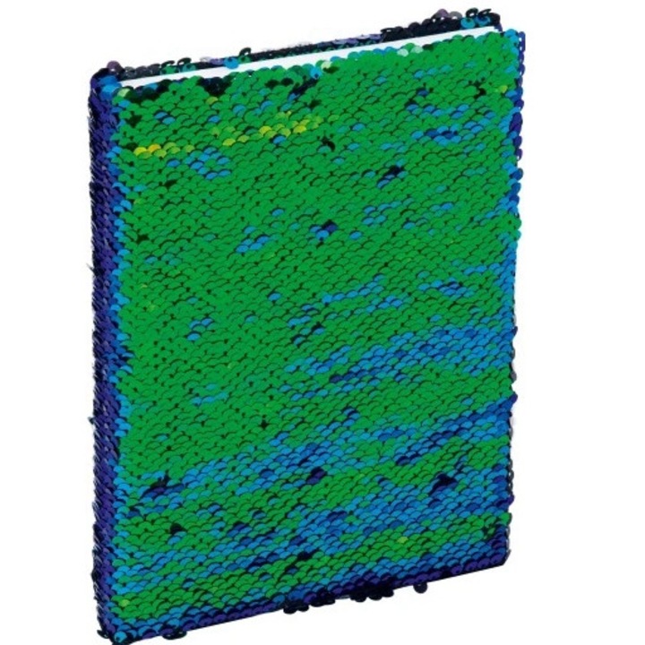 Caiet A5, Grand, cu paiete reversibile, verde, 96 file