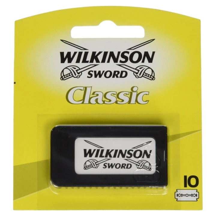Set 10 lame de ras pentru barbati, Wilkinson, Crom/Ceramica