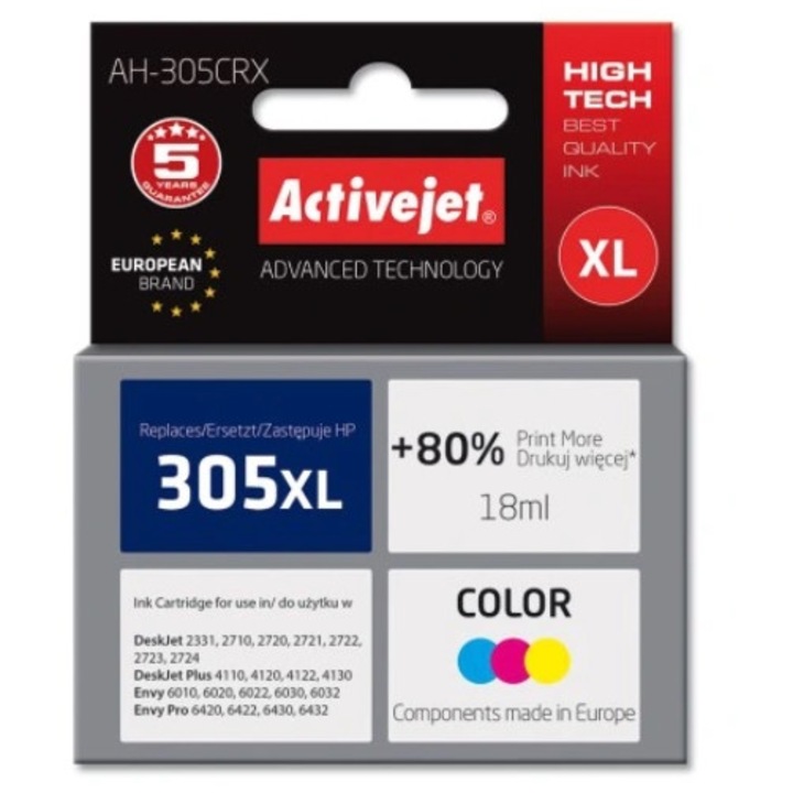 Tinta HP AH-305CRX, ActiveJet, színes