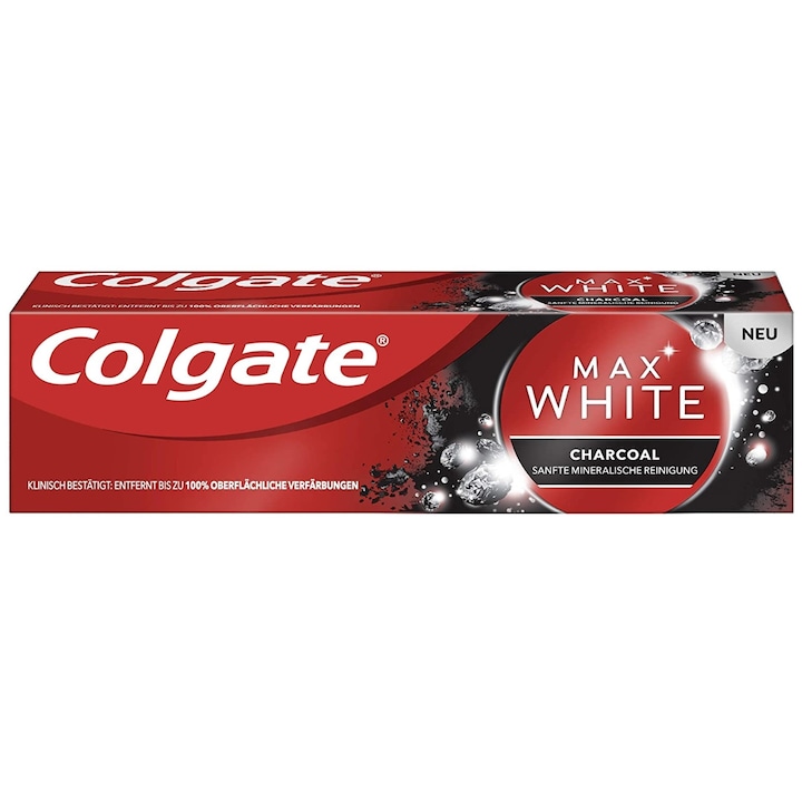 Faszén fogkrém, Colgate Max White, 75 ml