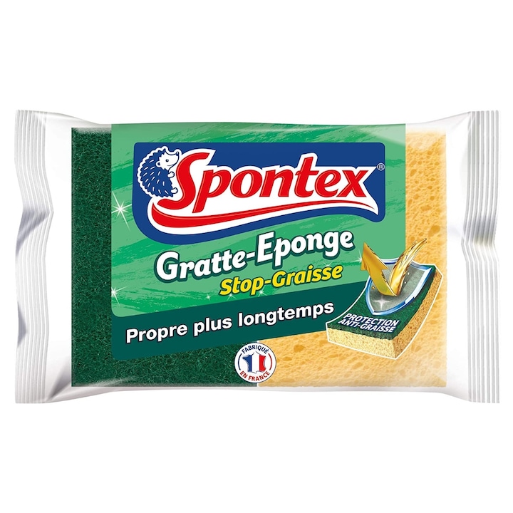 Set 2 bureti pentru vase, Spontex, galben/verde, rezistenti si absorbanti