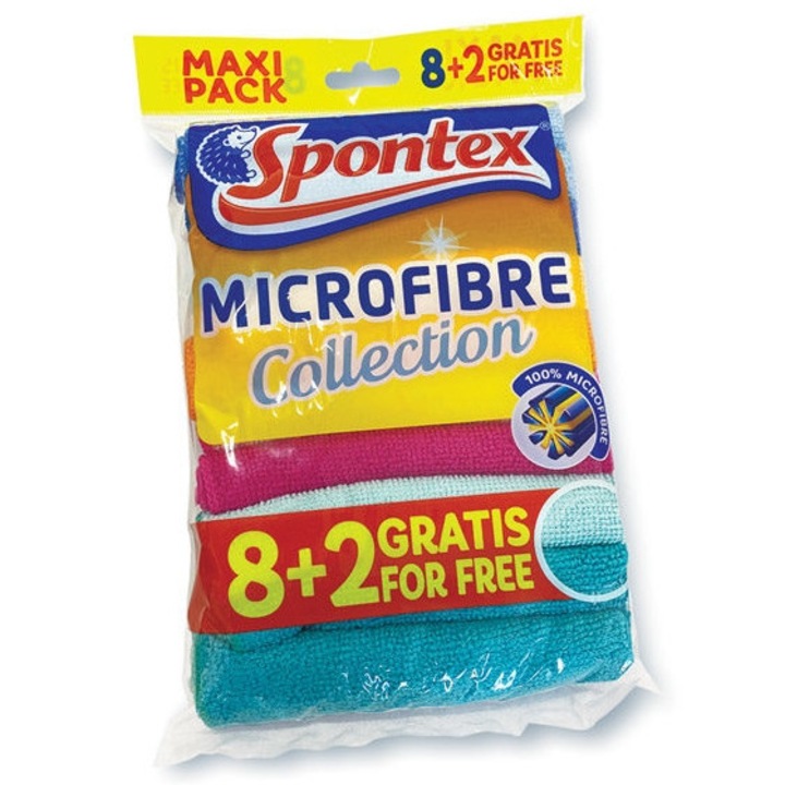 Carpa din microfiber, Spontex, 8 + 2 bucati