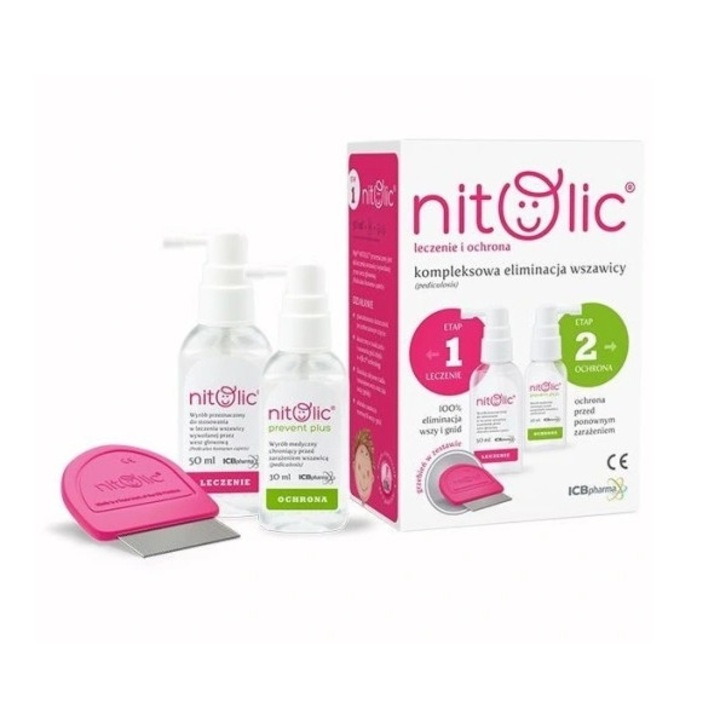 Pipi Nitolic, set tratament impotriva paduchilor, 50ml, spray preventiv 30ml, fara pesticide