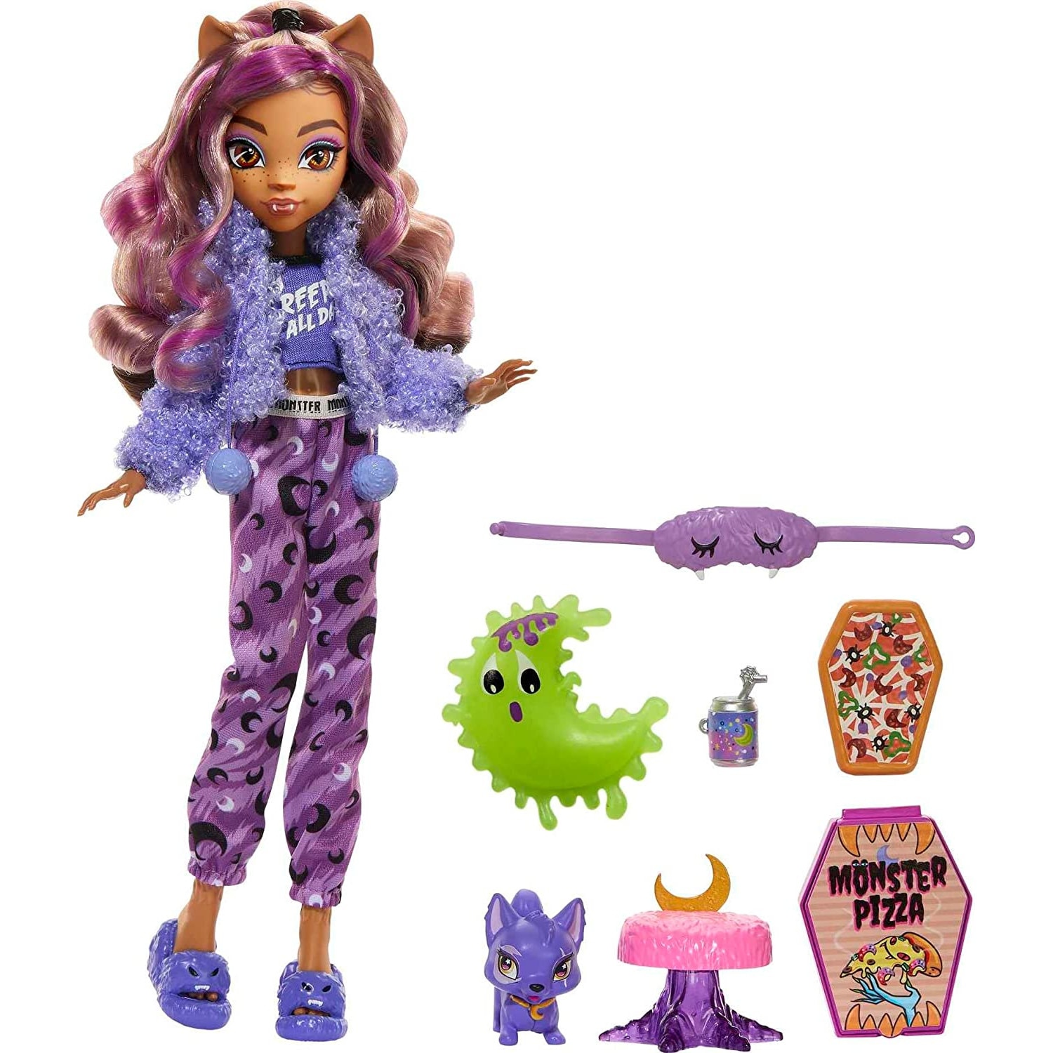 Sleet nautical mile Opera Papusa Mattel, Monster High, Clawdeen Wolf Creepover Party cu accesorii si  animalut, articulatii mobile, 30 cm - eMAG.ro