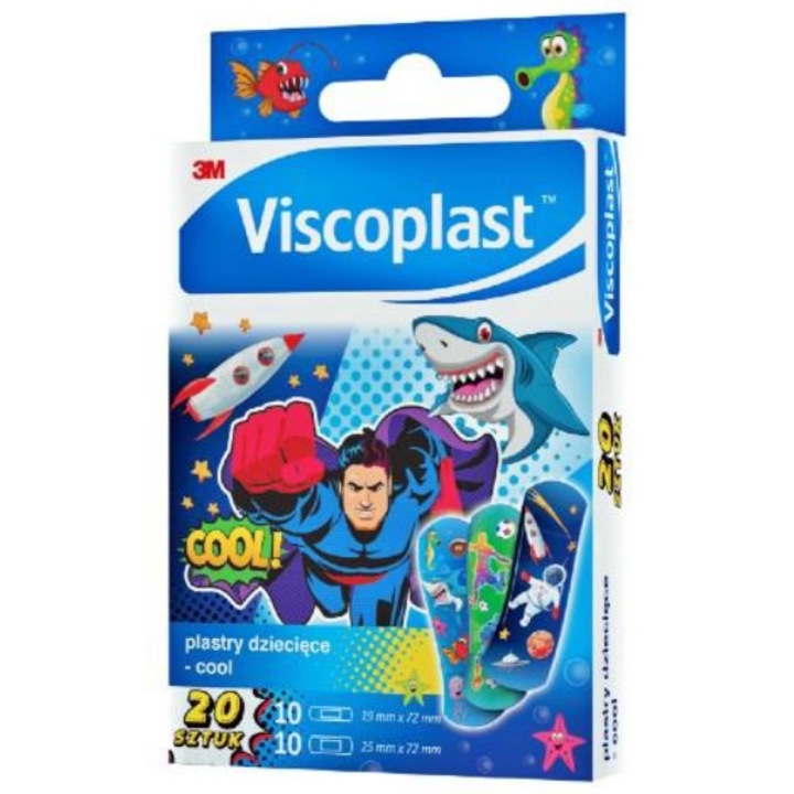 Set plasturi pentru copii 3M Viscoplast, sensibili, 20 buc, fara latex