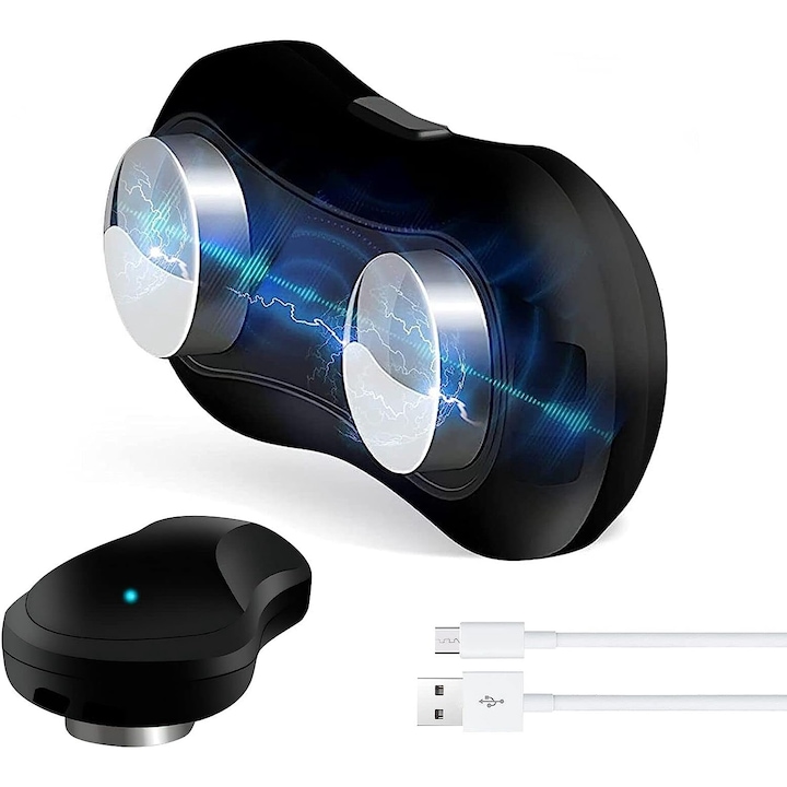 Dispozitiv Inteligent Anti-Sforait INTEXXA®, Detecteaza automat Sforaitul si Regleaza Tulburarile Respiratorii pentru un Somn Linistit, Opritor de Apnee, Tehnologie microcurent EMS, Incarcare USB