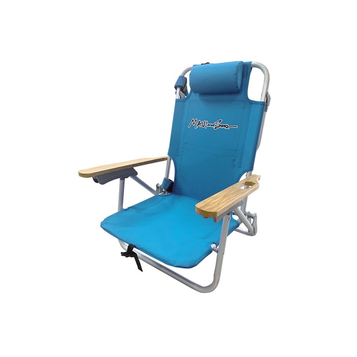 Плажен стол Maui&Sons, сгъваем, термоизолирано отделение, светлосин, едноцветен
