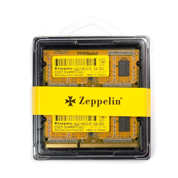 Памет SODIMM Zeppelin, DDR3/1600 8GB (комплект 2 x 4GB) ниско напрежение, продажба на дребно