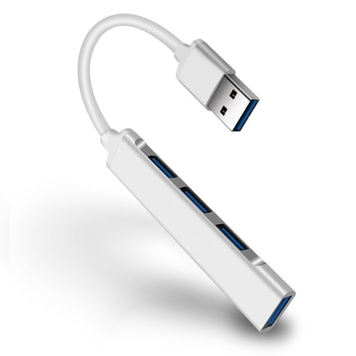 USB Hub 1xUSB 3.0 + 3xUSB 2.0 Argintiu