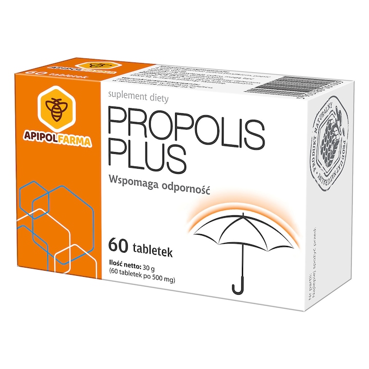 Étrend-kiegészítő Propolis Plus, Farmina, 60 tabletta