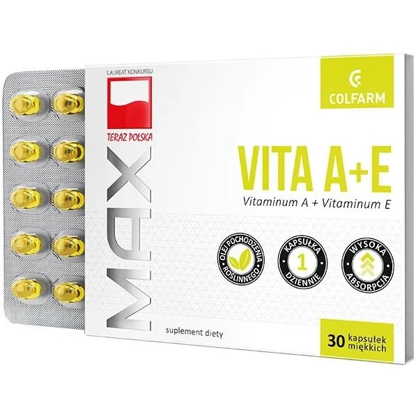 Supliment Alimentar Max Vita A+E, Colfarm, 30 Capsule - EMAG.ro