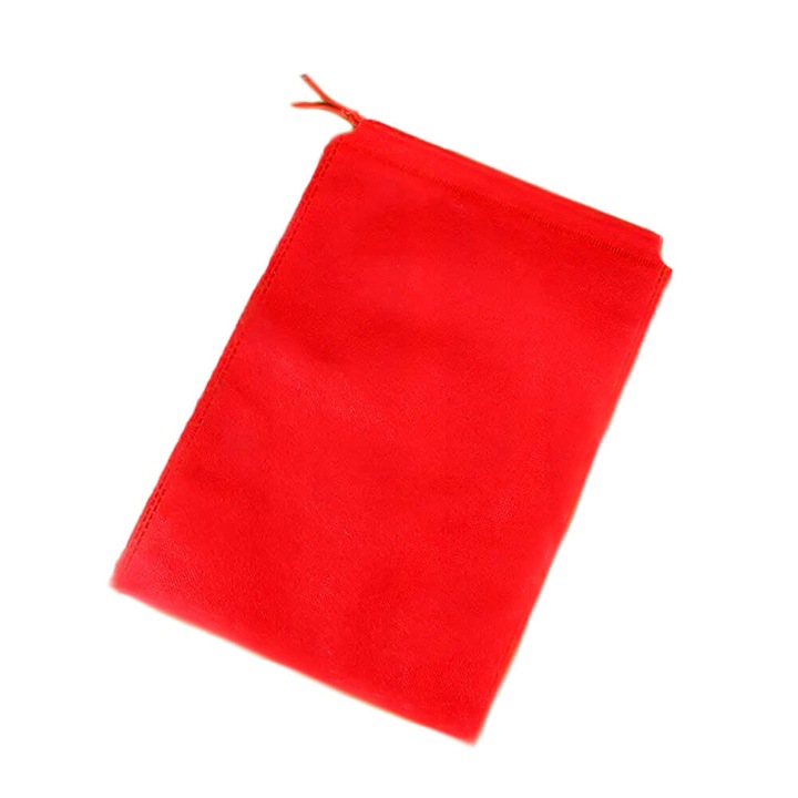 Комплект от 50 торбички от нетъкан текстил с връв, Червени, текстилни, Createur - 30x39см