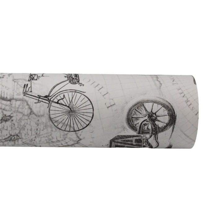 Опакована хартия Ecocarta ретро превозни средства сива, 200x70 см
