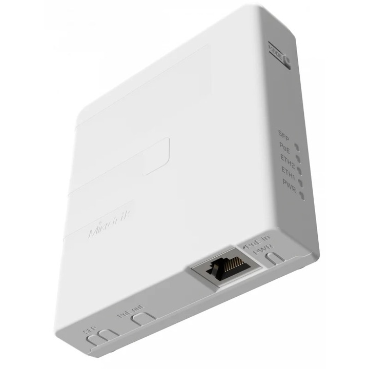 Injector alimentare de retea, MikroTik, Montare pe perete, Alb