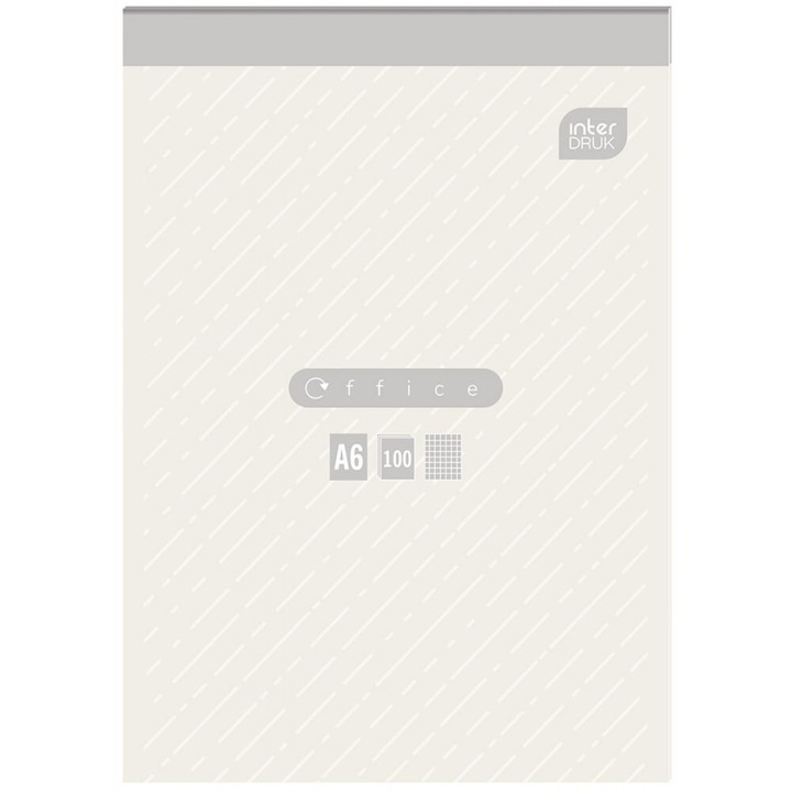 Bloc de birou A6 Interdruk, grila, 100 coli, alb