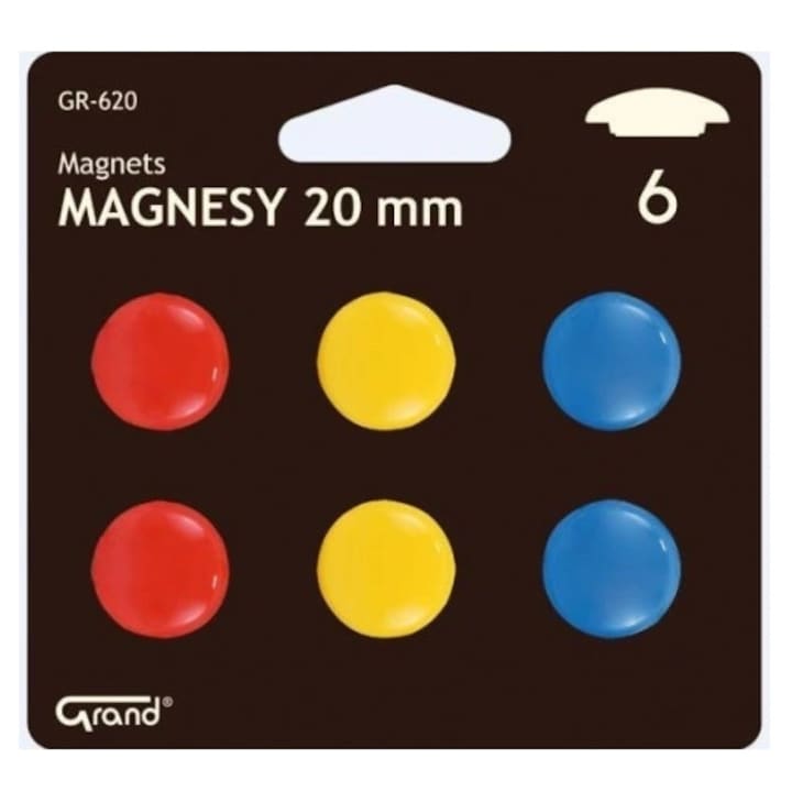 Комплект от 6x магнити, Grand, 20 mm, многоцветни