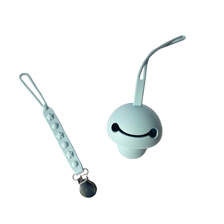 Hazelnut, Szilikon cumilánc és cumitok, 2 db-os készlet, TR2_Blue, Kék