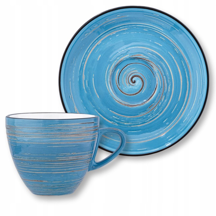 Ceasca cu farfurie din portelan, 110 ml, Albastru, pentru cafea si ceai, Colorboom WILMAX