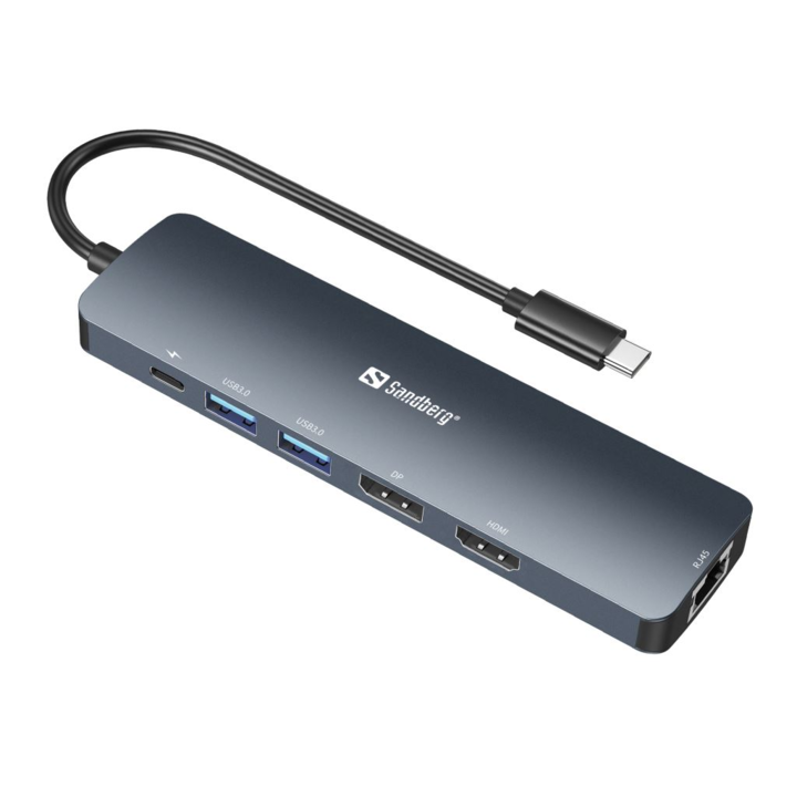Sandberg 136-43 докинг станция USB 3.2 Gen 1 (3.1 Gen 1) Type-C Сив