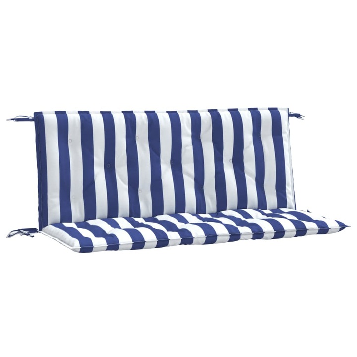 Set perne banca gradina vidaXL, 2 buc., albastru&alb, 120x50x7 cm, textil, 2.5 Kg