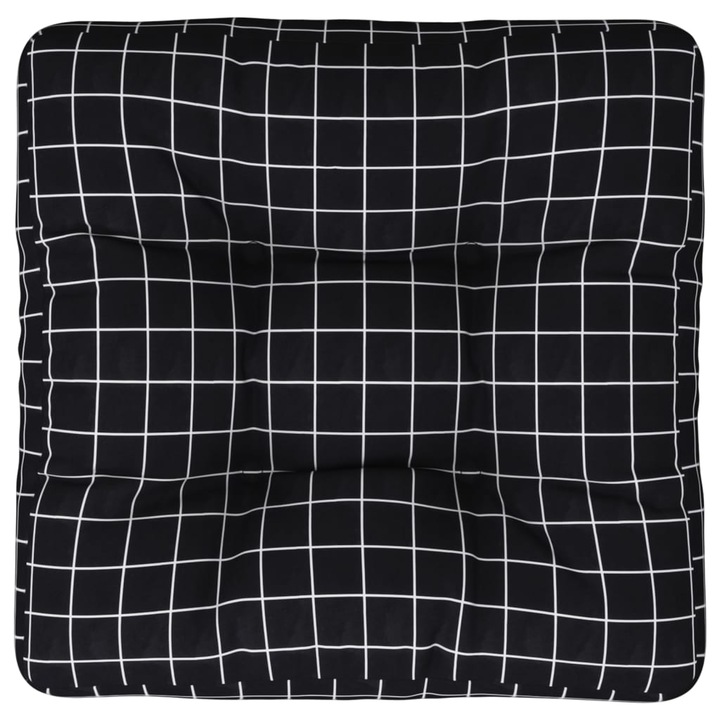 Perna de paleti vidaXL, negru, carouri, 50x50x12 cm, textil, 0.7 Kg