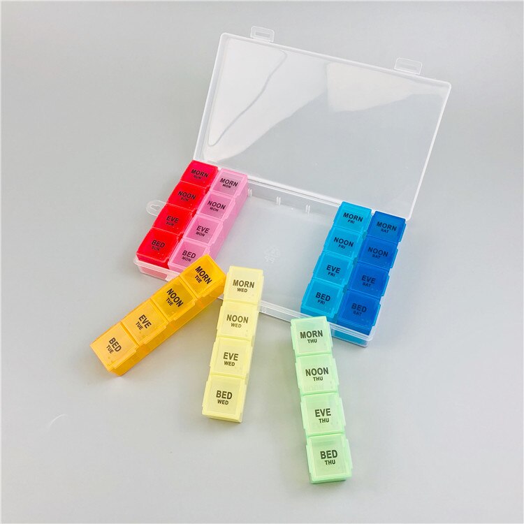 Cutie colorata pentru medicamente, JENUOS®, cu 28 de compartimente ...